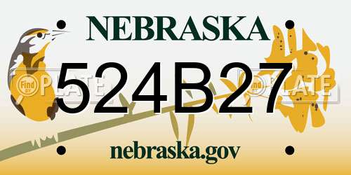 524B27 Nebraska License Plate