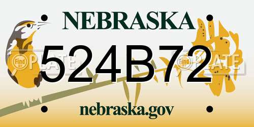 524B72 Nebraska License Plate