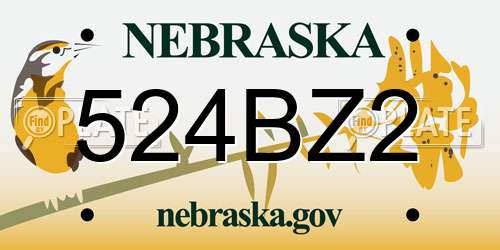 524BZ2 Nebraska License Plate