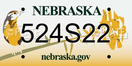 524S22 Nebraska License Plate