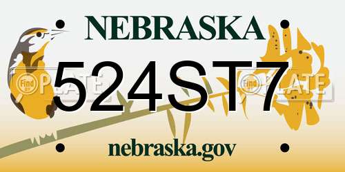 524ST7 Nebraska License Plate