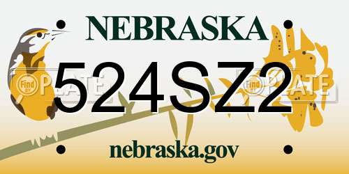 524SZ2 Nebraska License Plate