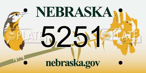 5251 Nebraska License Plate