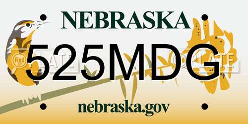 525MDG Nebraska License Plate