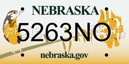5263NO Nebraska License Plate