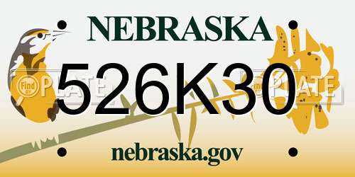 526K30 Nebraska License Plate