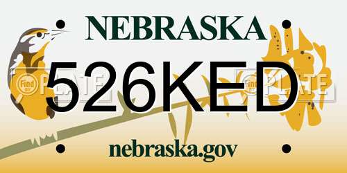 526KED Nebraska License Plate