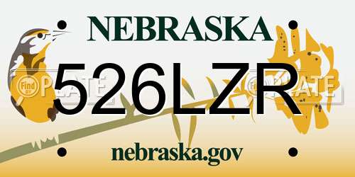 526LZR Nebraska License Plate