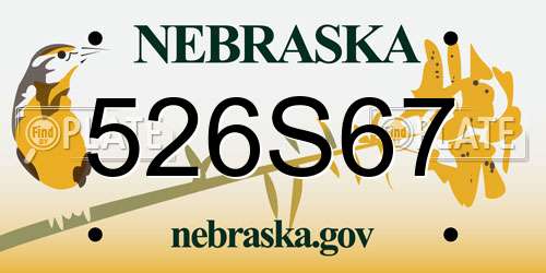 526S67 Nebraska License Plate
