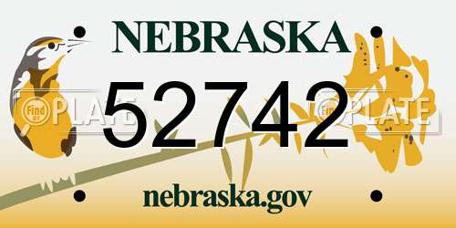 52742 Nebraska License Plate