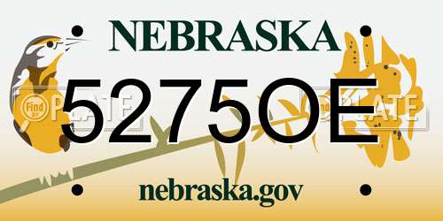 5275OE Nebraska License Plate