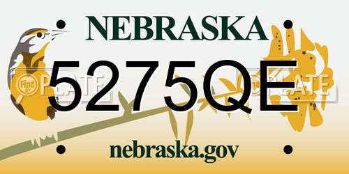 5275QE Nebraska License Plate