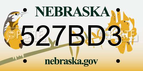 527BD3 Nebraska License Plate