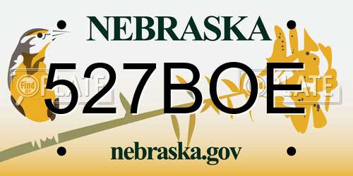 527BOE Nebraska License Plate