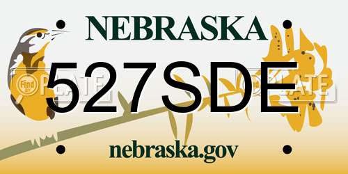 527SDE Nebraska License Plate