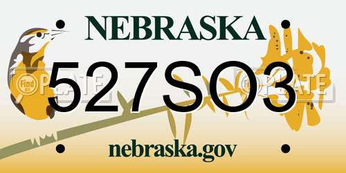 527SO3 Nebraska License Plate