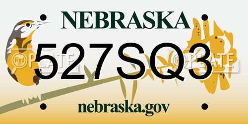 527SQ3 Nebraska License Plate