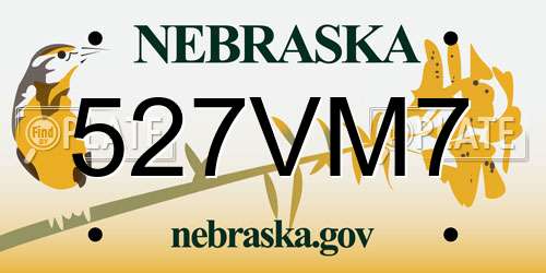527VM7 Nebraska License Plate