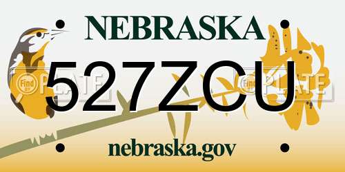 527ZCU Nebraska License Plate