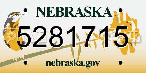 5281715 Nebraska License Plate