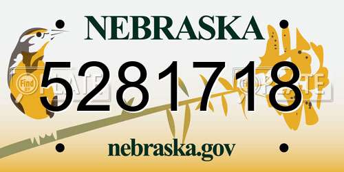 5281718 Nebraska License Plate