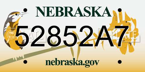 52852A7 Nebraska License Plate