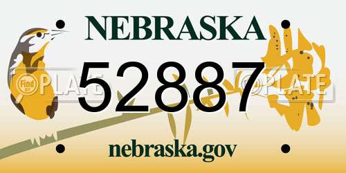 52887 Nebraska License Plate