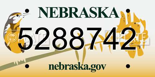 5288742 Nebraska License Plate