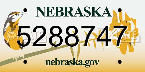 5288747 Nebraska License Plate