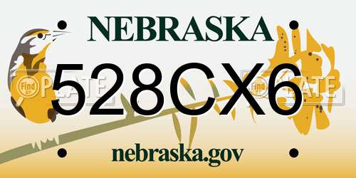 528CX6 Nebraska License Plate