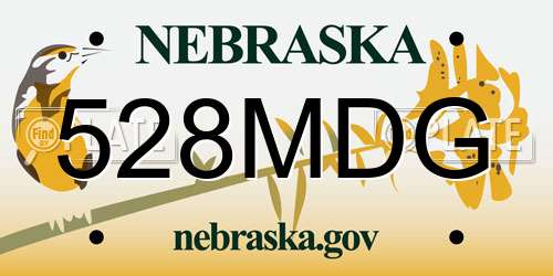 528MDG Nebraska License Plate