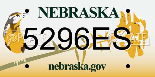 5296ES Nebraska License Plate