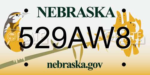 529AW8 Nebraska License Plate