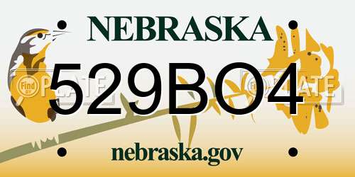 529BO4 Nebraska License Plate