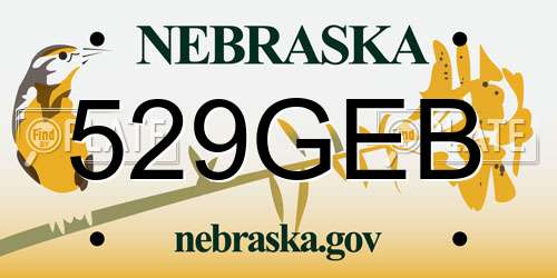 529GEB Nebraska License Plate