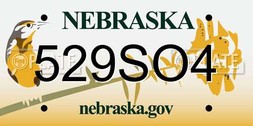 529SO4 Nebraska License Plate