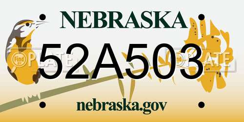 52A503 Nebraska License Plate