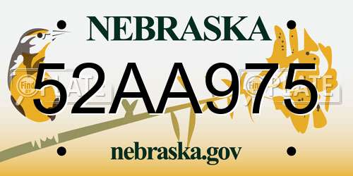 52AA975 Nebraska License Plate