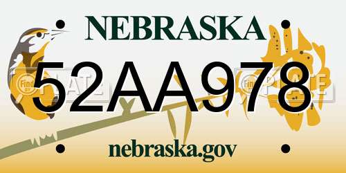 52AA978 Nebraska License Plate