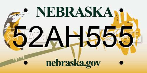 52AH555 Nebraska License Plate