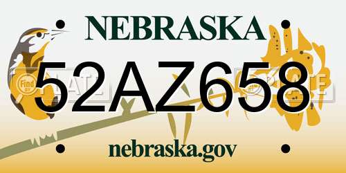 52AZ658 Nebraska License Plate