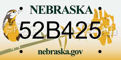 52B425 Nebraska License Plate