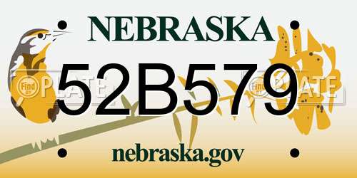 52B579 Nebraska License Plate