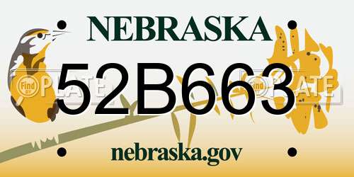 52B663 Nebraska License Plate