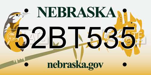 52BT535 Nebraska License Plate