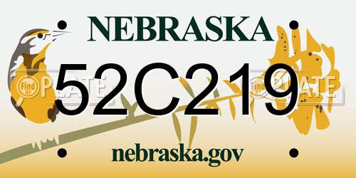 52C219 Nebraska License Plate