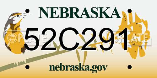 52C291 Nebraska License Plate