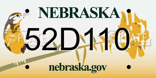 52D110 Nebraska License Plate