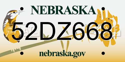 52DZ668 Nebraska License Plate