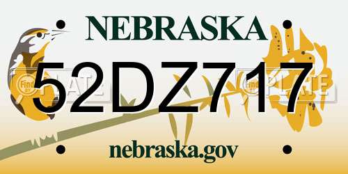 52DZ717 Nebraska License Plate